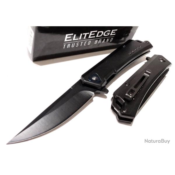 Couteau Tactical Urban ElitEdge A/O Black Lame Traling Point Acier 420C Manche M�tal Linerlock 3sbk