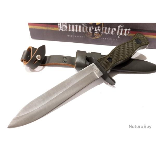 Couteau De Combat Bundeswehr Military Lame Acier Carbone Manche ABS Etui Acier