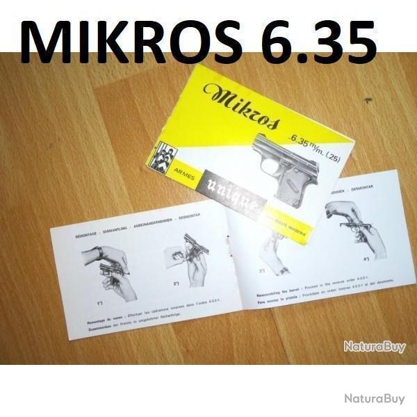 notice origine pistolet UNIQUE MIKROS 6.35 (envoi par mail)- VENDU PAR JEPERCUTE (m2804)