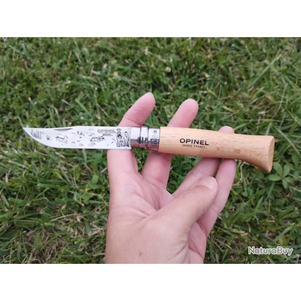 Couteau Opinel n�8 gravure laser - motif canards