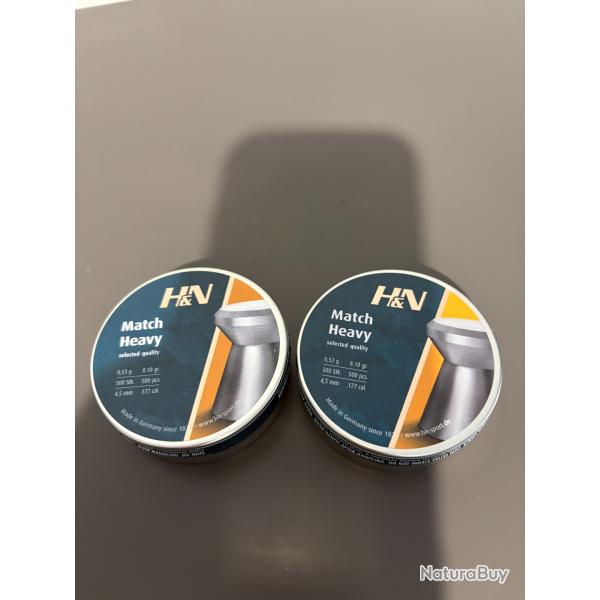 Lot de 2 boites de plomb H&N MATCH HEAVY