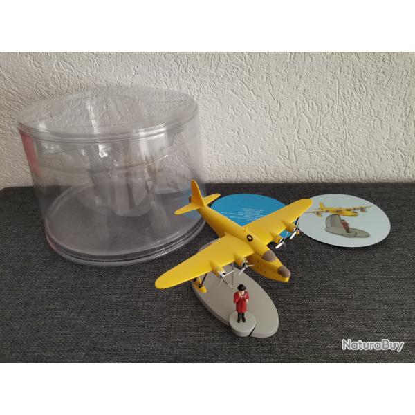 Hydravion jaune et figurine des 7 Boules de Cristal Tintin neuf
