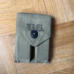 Porte-chargeurs Colt 1911 / 1911A1 US WW2 en toile OD avec marquage "US"