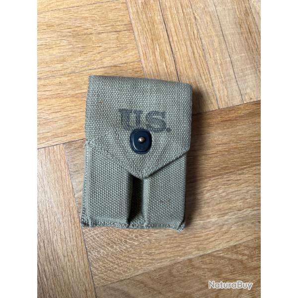 Porte-chargeurs Colt 1911 / 1911A1 US WW2 en toile OD avec marquage "US"