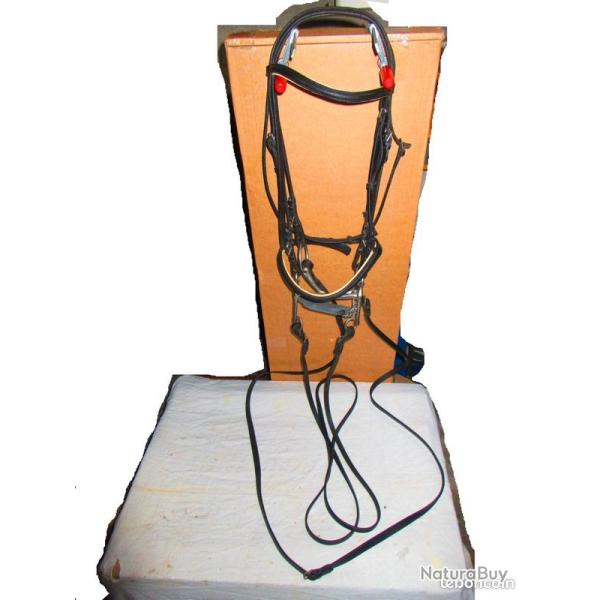 EQUITATION : Bride de dressage � 4 rennes / pelham BEG+