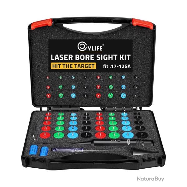 1� SANS PRIX DE RESERVE - Valise de r�glage de vis�e CVLife � collimateur laser - 64 calibres inclus