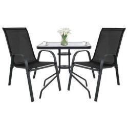 Ensemble table de jardin Island 60 cm avec 2 chaises Sofia noires