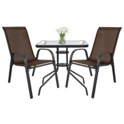 Table carr&eacute;e ISLAND 60 cm avec 2 chaises SOFIA marron - Livraison Offerte 3-5 jours