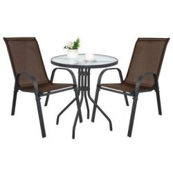 sako de jardin table ronde 60 cm avec 2 chaises Sofia marron - ensemble balcon - Livraison Offerte