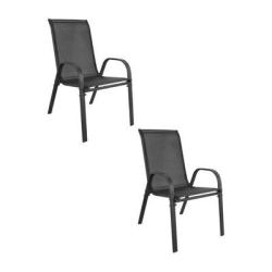 Lot de 2 chaises de jardin SOFIA gris fonc&eacute;