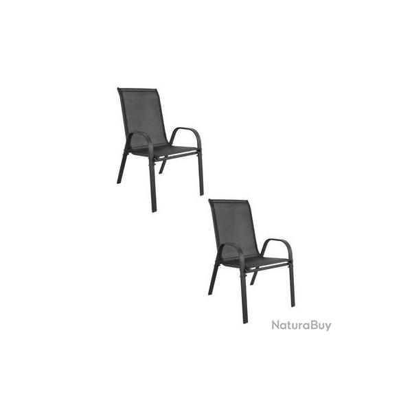 Lot de 2 chaises de jardin SOFIA gris fonc�