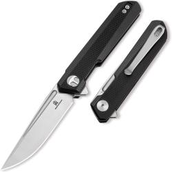 Couteau Bestechman Mini Dundee Lame Acier D2 Stonewash Satin Manche G10 Noir Double Detent BTKMK08A