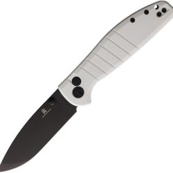 Couteau Pliant Bestechman Goodboy Lame Acier D2 Black PVD Manche G10 Blanc Button Lock BTKMK04J
