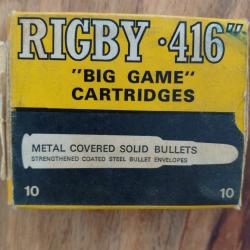10 cartouches 416 rigby en boite ancienne complete