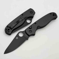 Couteau Spyderco ButtonUP Lame Acier 8Cr13MoV Manche FCarbone Button Lock Clip SC275CFPBK