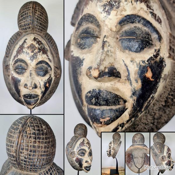 Grand masque africain Punu du Gabon, vendu sans socle, dimensions 40*23*18 cm