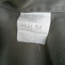 Veste treillis verte arm&eacute;e fran&ccedil;aise - 1986 - taille 88M - SOVICO &agrave; Villeneuve.