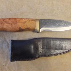 Couteau artisanal forg&eacute; chasse bushcraft
