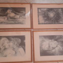 4 lithographies Sign&eacute;es