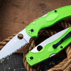 Couteau Spyderco Native Chief Lightweight Salt Lame Acier LC200N Serr Manche FRN Vert USA SC244SGR