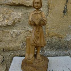 Sculpture en bois d'olivier ou buis Jeune homme &agrave; la lecture