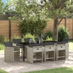 Ensemble de salle &agrave; manger pour jardin 9 pcs Gris clair