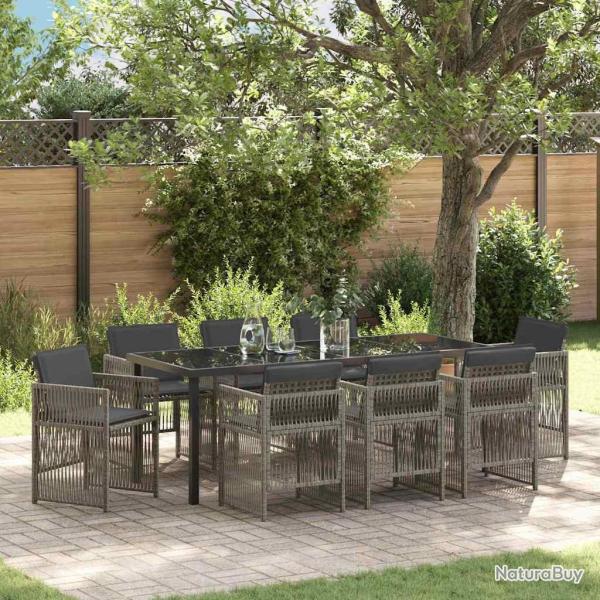 Ensemble de salle � manger pour jardin 9 pcs Gris