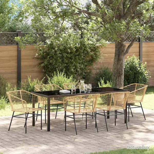 Ensemble de salle � manger pour jardin 7 pcs Marron polyrotin