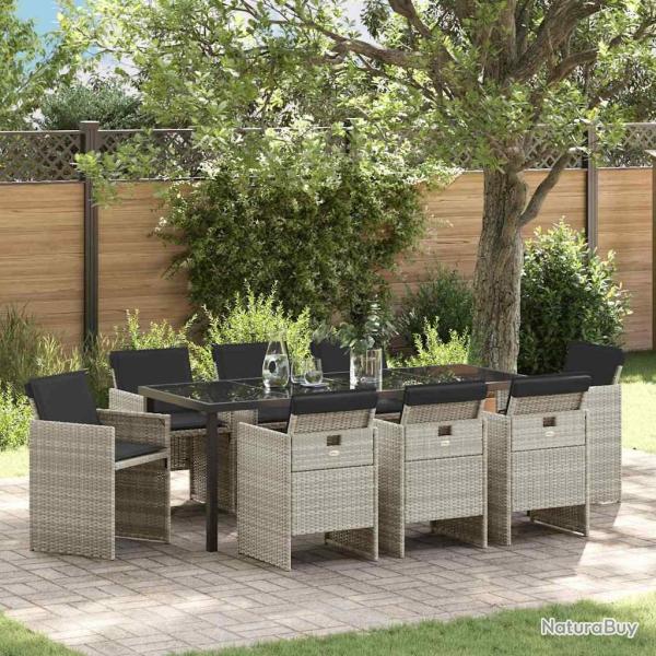 Ensemble de salle � manger pour jardin 9 pcs Gris clair