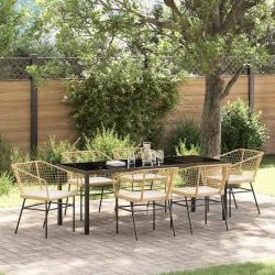 Ensemble de salle &agrave; manger pour jardin 7 pcs Marron polyrotin