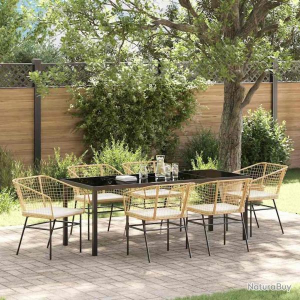 Ensemble de salle � manger pour jardin 7 pcs Marron polyrotin