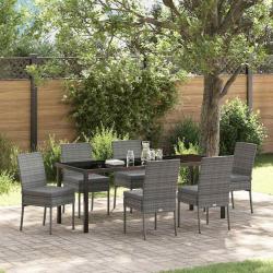 Ensemble de salle &agrave; manger pour jardin 7 pcs Gris