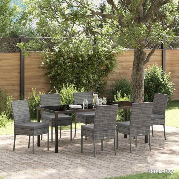Ensemble de salle � manger pour jardin 7 pcs Gris