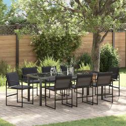 Ensemble de salle &agrave; manger pour jardin 9 pcs Noir