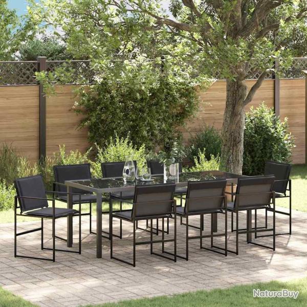 Ensemble de salle � manger pour jardin 9 pcs Noir