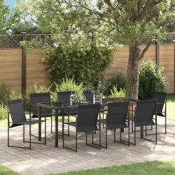 Ensemble de salle &agrave; manger pour jardin 9 pcs Noir