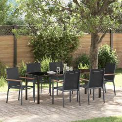 Ensemble de salle &agrave; manger pour jardin 7 pcs Noir