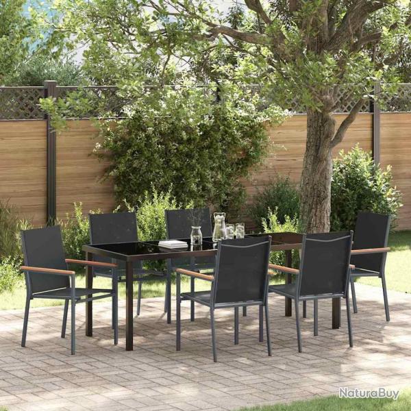Ensemble de salle � manger pour jardin 7 pcs Noir