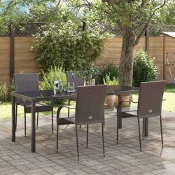 Ensemble de salle &agrave; manger pour jardin 5 pcs Marron
