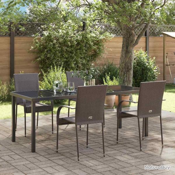 Ensemble de salle � manger pour jardin 5 pcs Marron