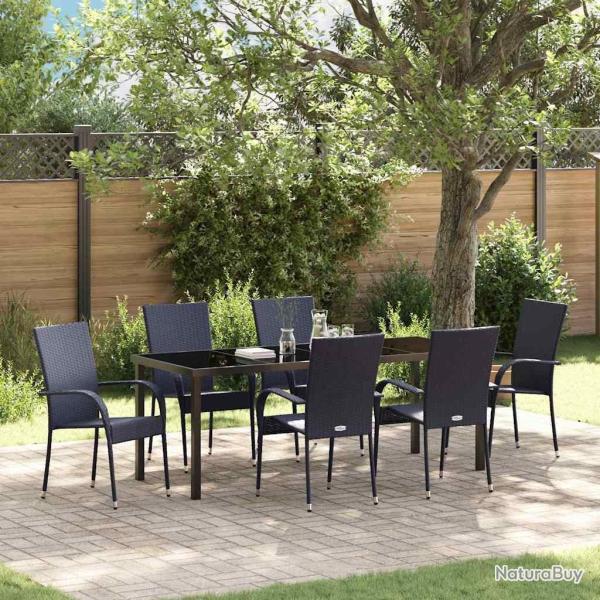 Ensemble de salle � manger pour jardin 7 pcs Noir