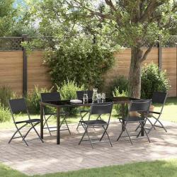 Ensemble de salle &agrave; manger pour jardin 7 pcs Noir