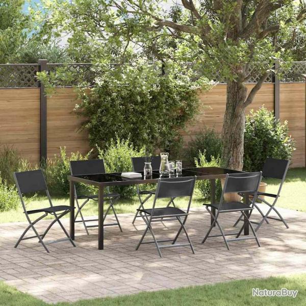 Ensemble de salle � manger pour jardin 7 pcs Noir