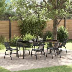 Ensemble de salle &agrave; manger pour jardin 7 pcs Noir