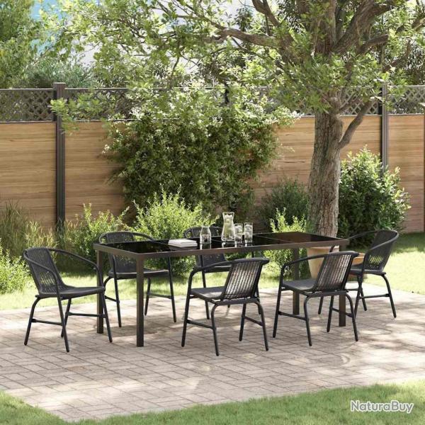 Ensemble de salle � manger pour jardin 7 pcs Noir