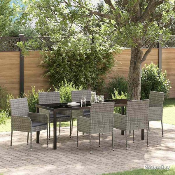 Ensemble de salle � manger pour jardin 7 pcs Gris polyrotin