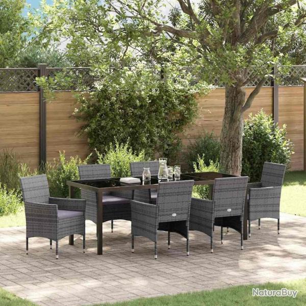 Ensemble de salle � manger pour jardin 7 pcs Gris polyrotin