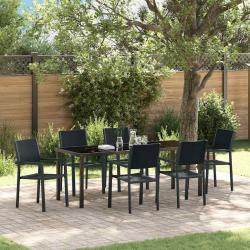 Ensemble de salle &agrave; manger pour jardin 7 pcs Noir