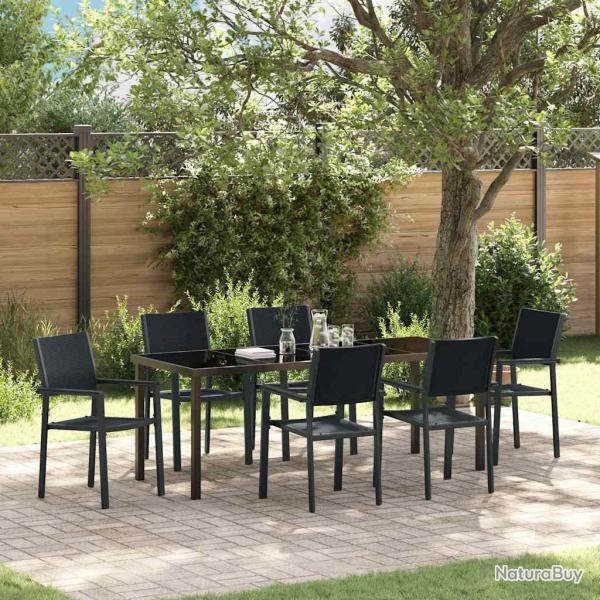 Ensemble de salle � manger pour jardin 7 pcs Noir