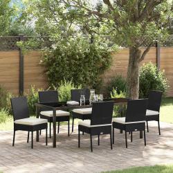 Ensemble de salle &agrave; manger pour jardin 7 pcs Noir